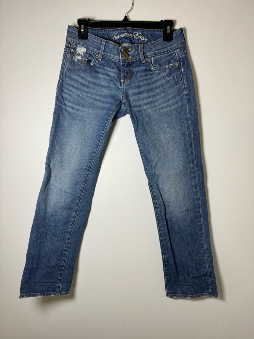 American Eagle Low Rise Skinny Crop Jeans Womens 2 Distressed Stretch